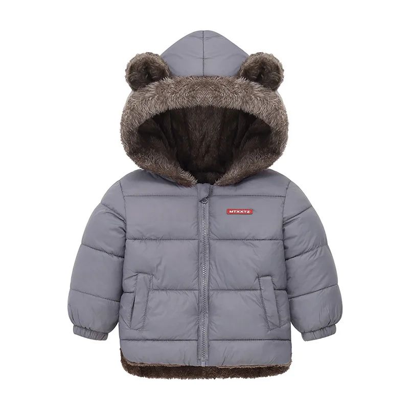 Reversible Cartoon Hooded Baby Winter Coat – Plush Toddler Fleece Jacket