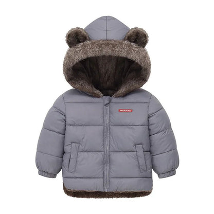 Reversible Cartoon Hooded Baby Winter Coat – Plush Toddler Fleece Jacket