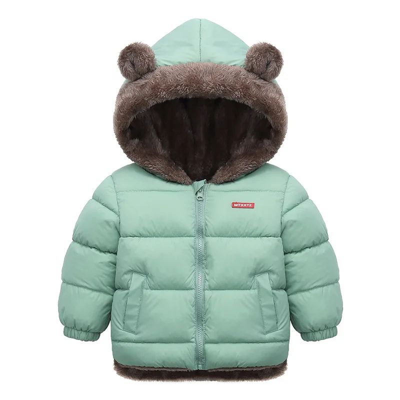 Reversible Cartoon Hooded Baby Winter Coat – Plush Toddler Fleece Jacket