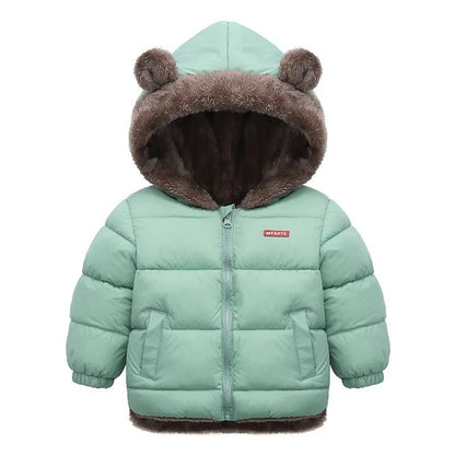 Reversible Cartoon Hooded Baby Winter Coat – Plush Toddler Fleece Jacket