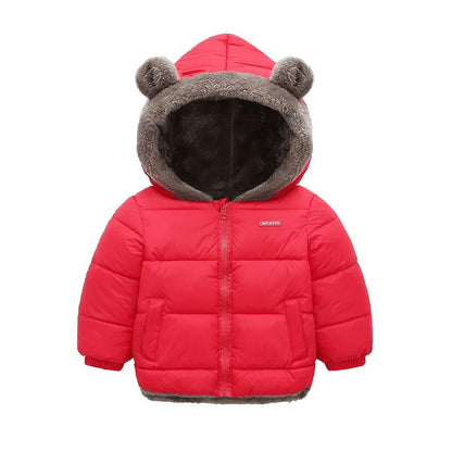 Reversible Cartoon Hooded Baby Winter Coat – Plush Toddler Fleece Jacket