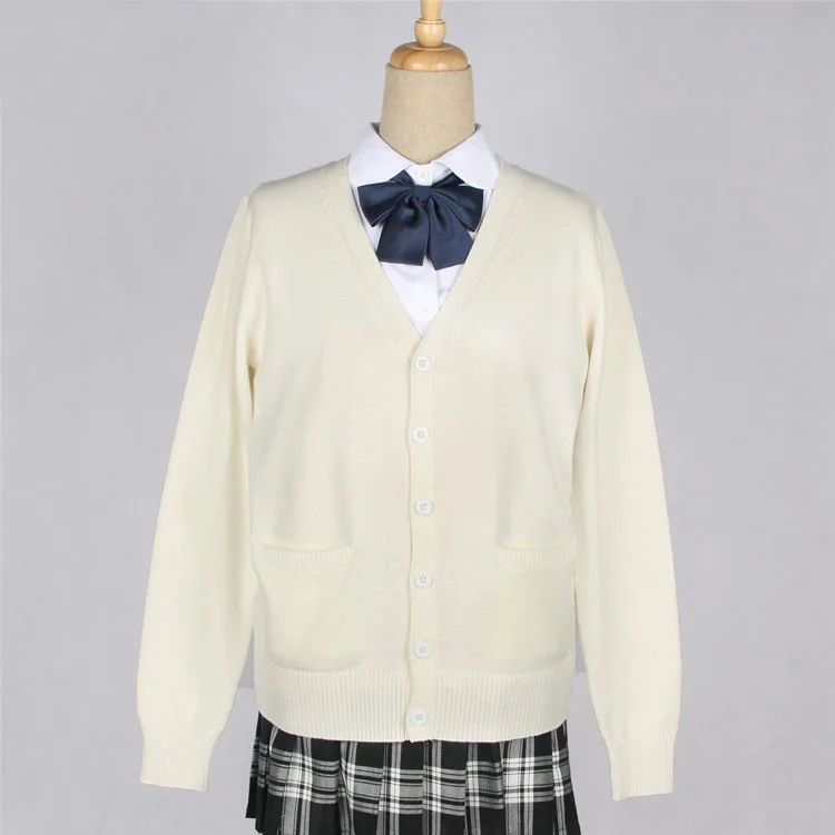 Japanese JK School Uniform Sweater Cardigan – Anime V-Neck Long Sleeve Knit Coat for Girls