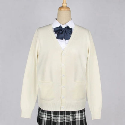 Japanese JK School Uniform Sweater Cardigan – Anime V-Neck Long Sleeve Knit Coat for Girls