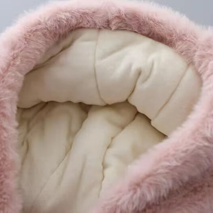 LuxeWarm Girls Winter Coat – Plush Kids Fur Hooded Jacket with Thick Padded Warmth