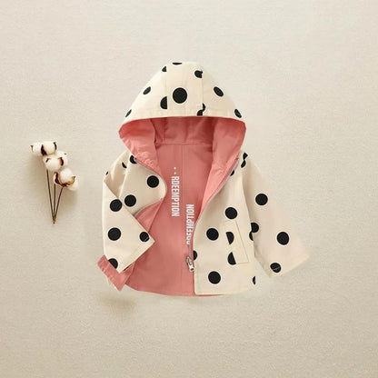 Reversible Polka Dot Kids Reversible Jacket – Lightweight Toddler Hooded Jacket for Spring & Autumn