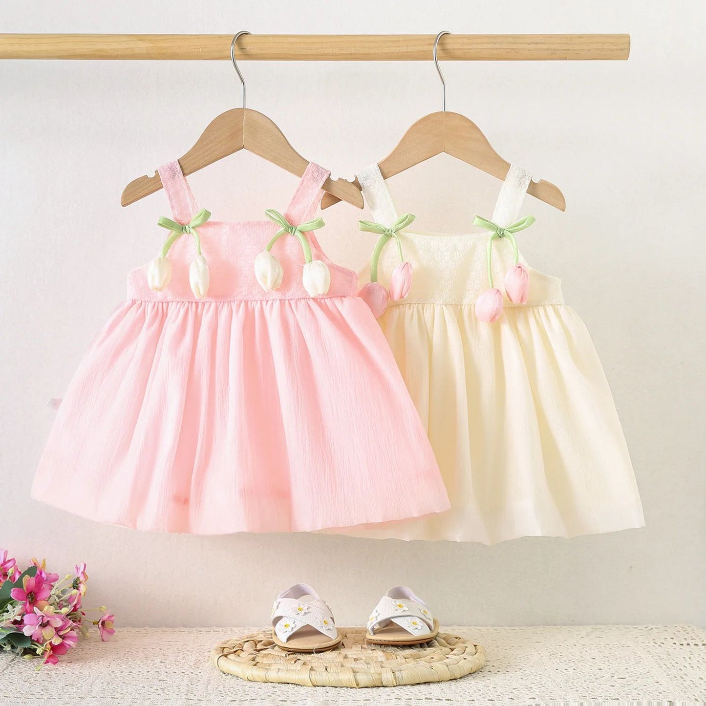 Tulip Mesh Baby Girl Summer Dress – Toddler Princess Flower Girl Party Dress