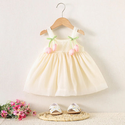 Tulip Mesh Baby Girl Summer Dress – Toddler Princess Flower Girl Party Dress