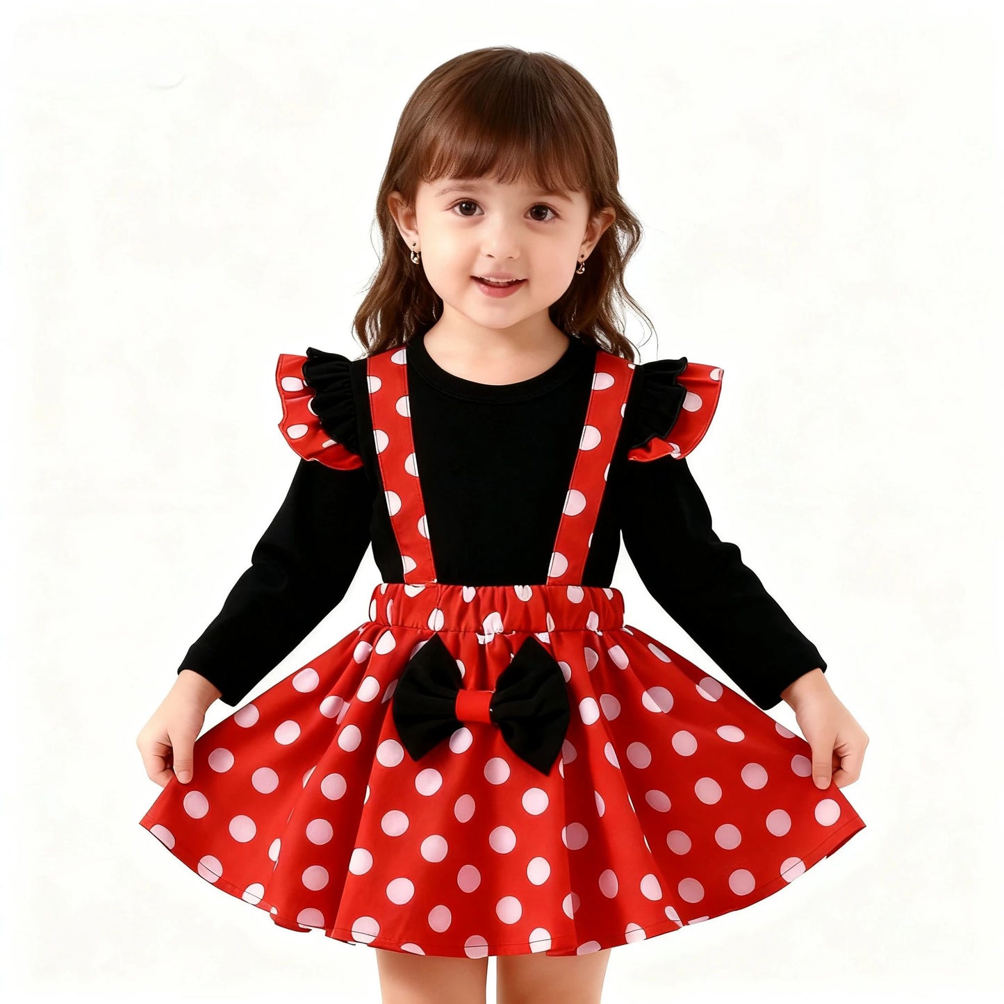 Minnie-Inspired Polka Dot Toddler Outfit Set with Headband – Cute Minnie toddler outfit for Birthdays & Dress-Up