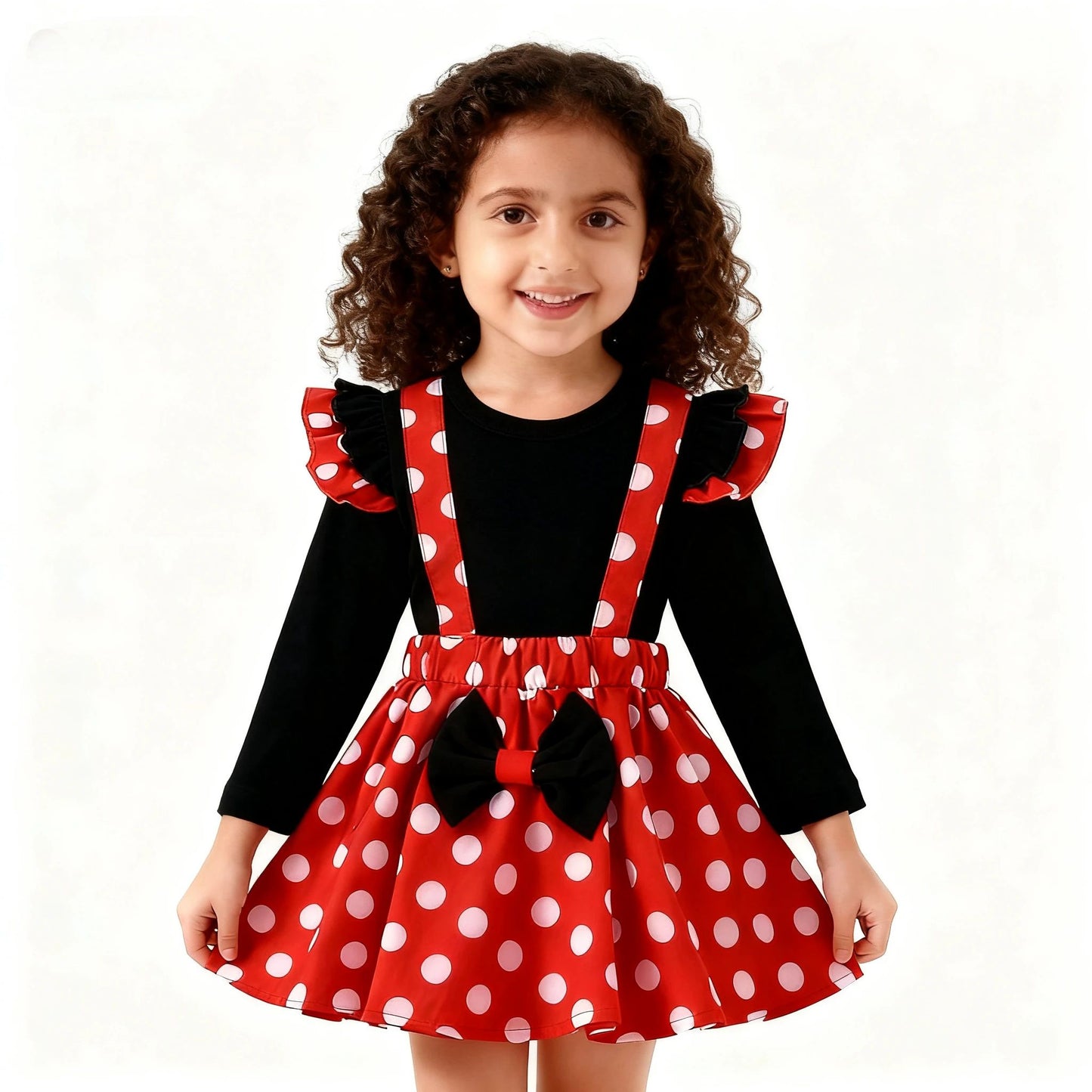 Minnie-Inspired Polka Dot Toddler Outfit Set with Headband – Cute Minnie toddler outfit for Birthdays & Dress-Up