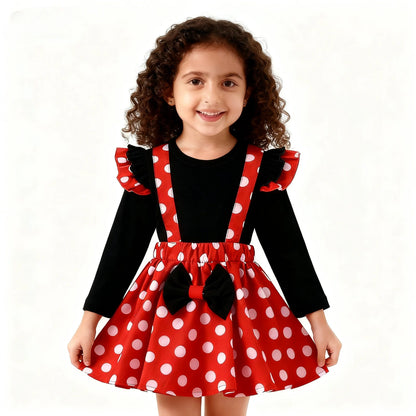 Minnie-Inspired Polka Dot Toddler Outfit Set with Headband – Cute Minnie toddler outfit for Birthdays & Dress-Up