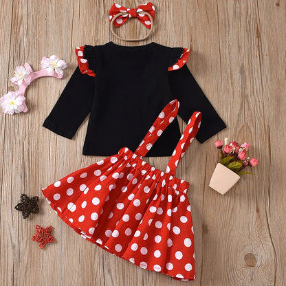 Minnie-Inspired Polka Dot Toddler Outfit Set with Headband – Cute Minnie toddler outfit for Birthdays & Dress-Up