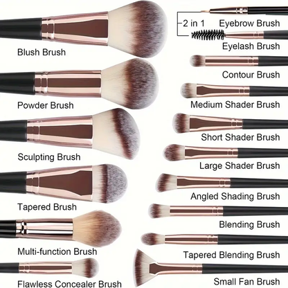 Soft Kabuki Makeup Brushes Set 20pcs Professional Foundation Blending Tools