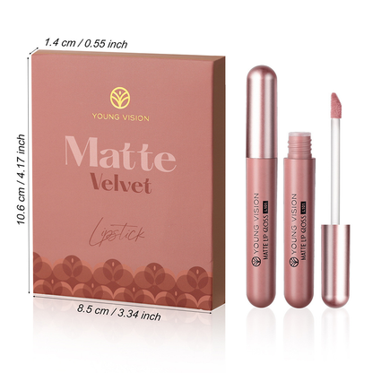 Long-Lasting Non-Stick Matte Liquid Lipstick Gift Box Edition with Lip Gloss