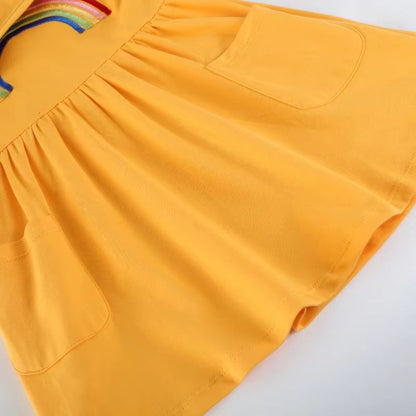 Jumping Meters Rainbow Sweater Dress Long Sleeve Girls Cotton Dress Autumn Winter Toddler Party Dress