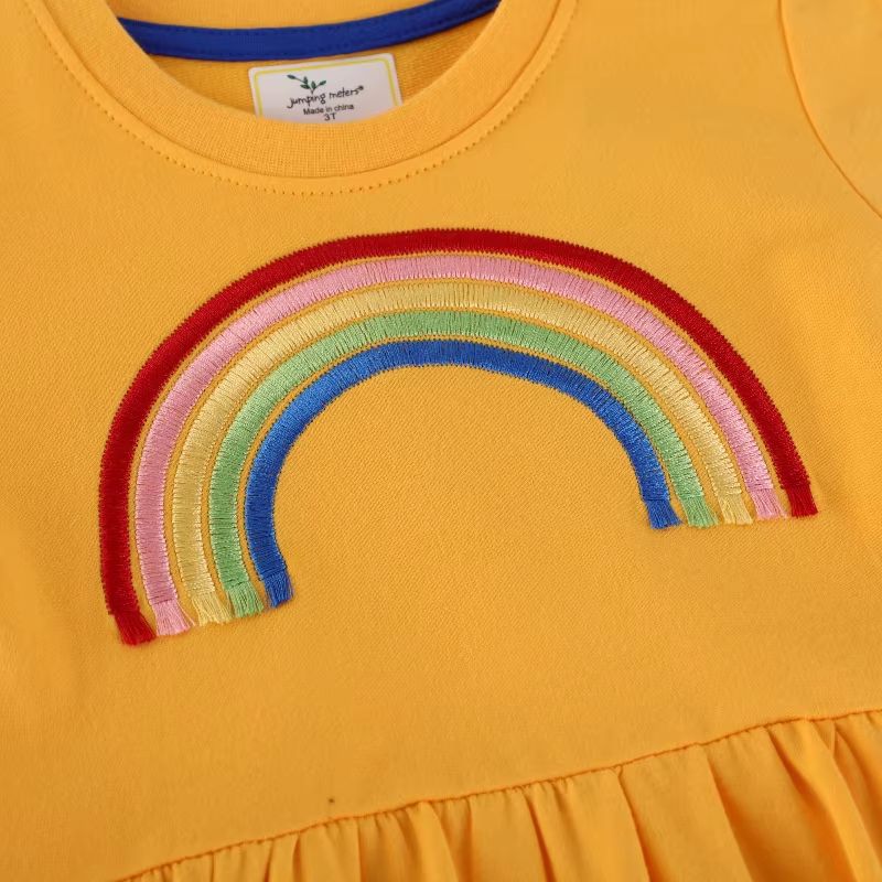 Jumping Meters Rainbow Sweater Dress Long Sleeve Girls Cotton Dress Autumn Winter Toddler Party Dress