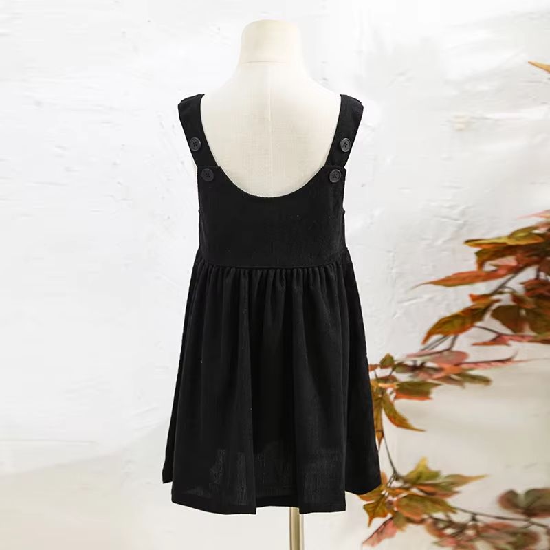 Retro Girls Corduroy Dress Adjustable Strap Toddler Pinafore Dress Sleeveless Casual Kids Corduroy Jumper Dress