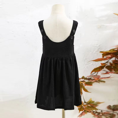 Retro Girls Corduroy Dress Adjustable Strap Toddler Pinafore Dress Sleeveless Casual Kids Corduroy Jumper Dress