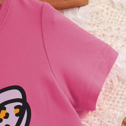 Girls Leopard Print Dress Casual Summer Girls Knitted Dress Short Sleeve Kids Summer Dress