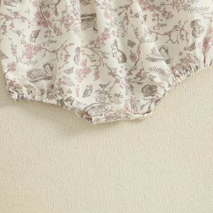 Newborn Baby Girl Floral Patchwork Autumn Romper
