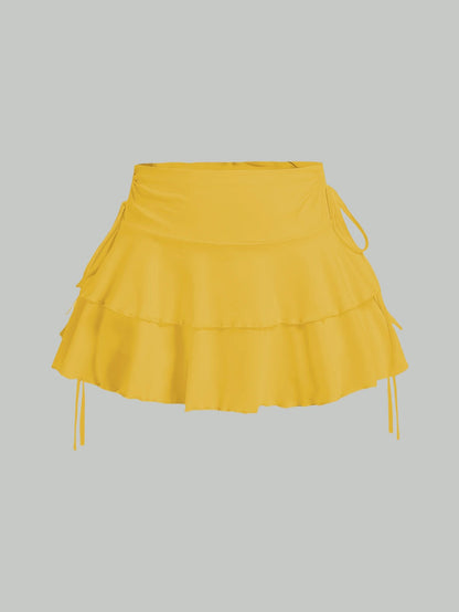 Womens Milk Silk Mini Skirt Casual Summer Stretch High Waist Skirt