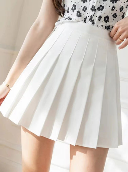 Classic High Waist Pleated Mini Skirt – A-Line JK Style Summer Skirt for Women