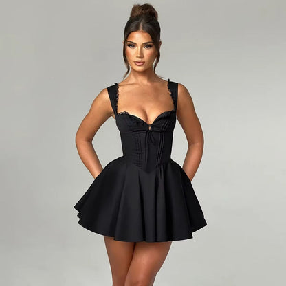 Sexy Yellow A Line Party Dress with Lace Up Back