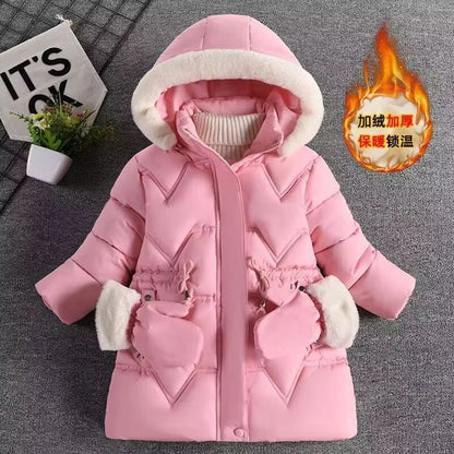 Girls Princess Hooded Winter Coat Warm Kids Hooded Jacket Fashion Outerwear for Ages 3–8