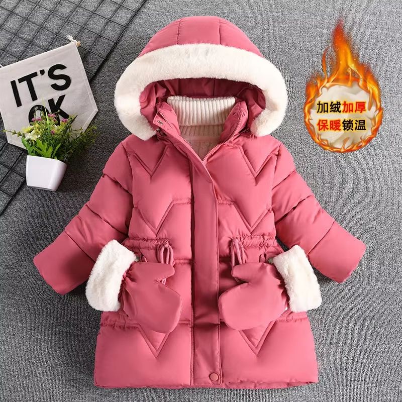 Girls Princess Hooded Winter Coat Warm Kids Hooded Jacket Fashion Outerwear for Ages 3–8