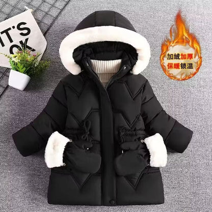 Girls Princess Hooded Winter Coat Warm Kids Hooded Jacket Fashion Outerwear for Ages 3–8