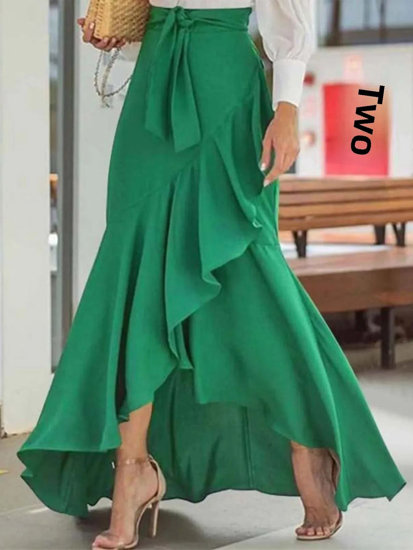 Womens Sexy High-Waist Fishtail Skirt | Premium Irregular Lace Decoration Belted Skirt & Elegant Fashion Outerwear