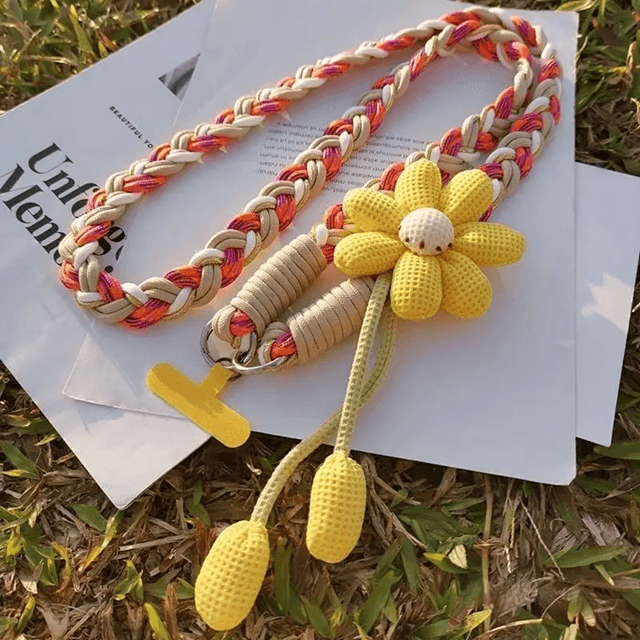 Floral Braided Crossbody Phone Lanyard Adjustable Universal Phone Strap
