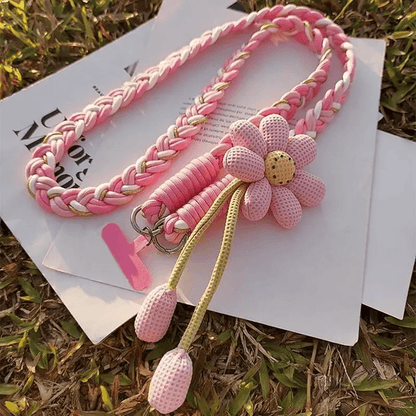 Floral Braided Crossbody Phone Lanyard Adjustable Universal Phone Strap