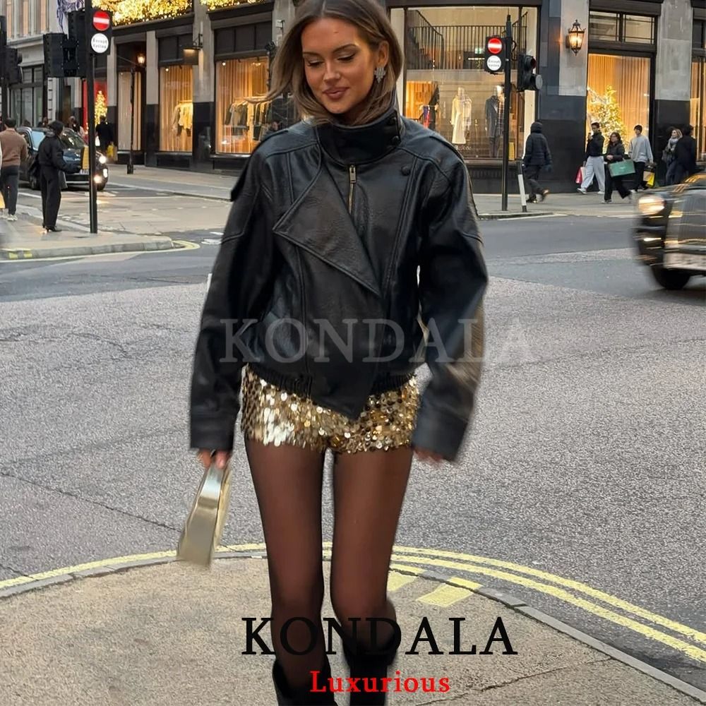 Casual Chic Oversized Faux Leather Jacket Spring Streetwear