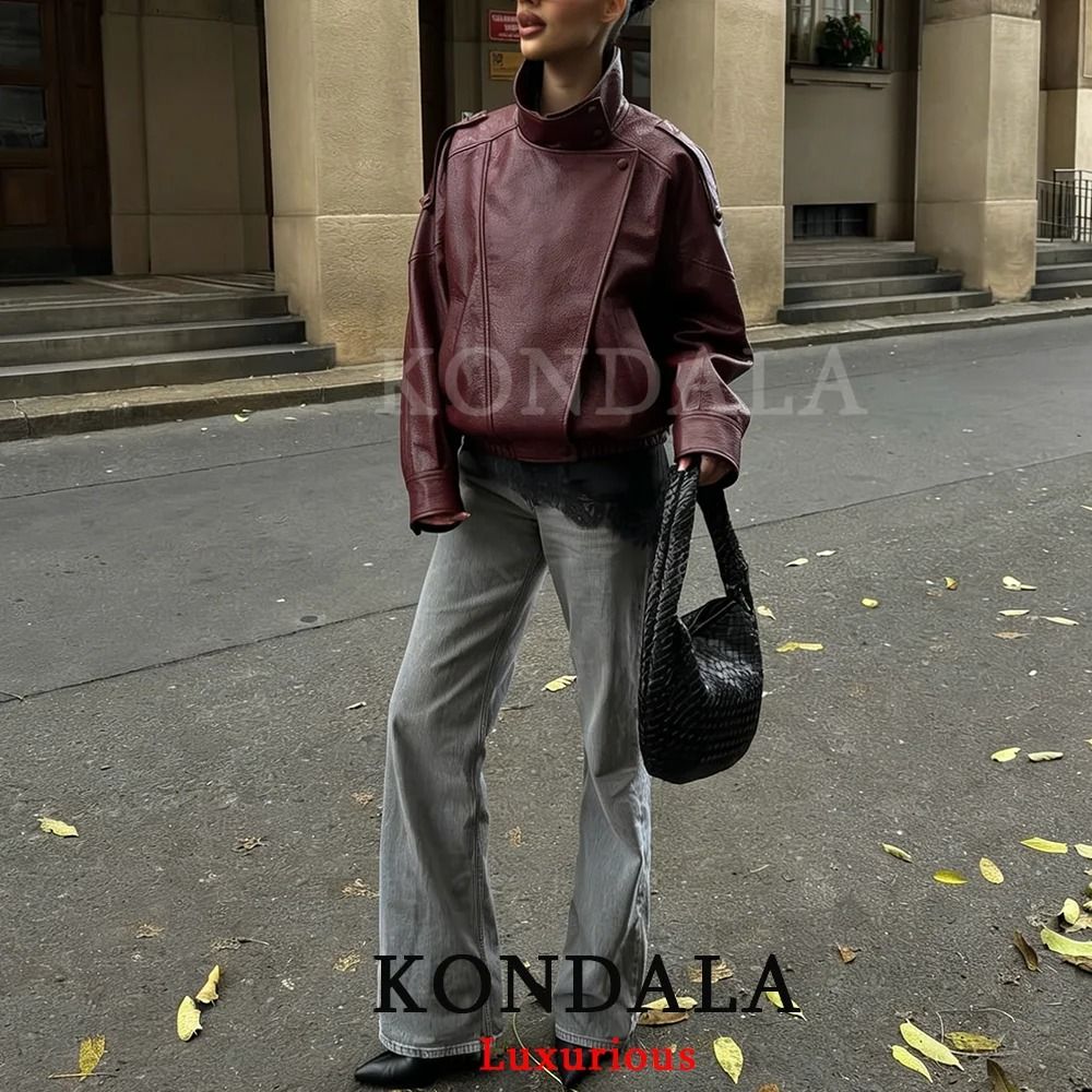 Casual Chic Oversized Faux Leather Jacket Spring Streetwear