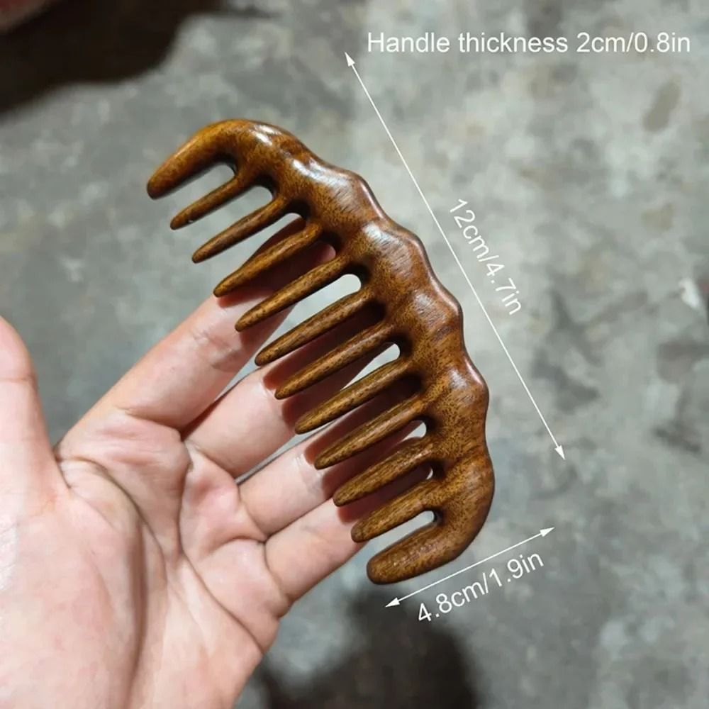 Natural Sandalwood Detangling Comb | Anti-Static Wide-Tooth Scalp Massager