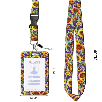 Floral badge holder with lanyard and Retractable Reel for ID Cards, Keys, and Phone
