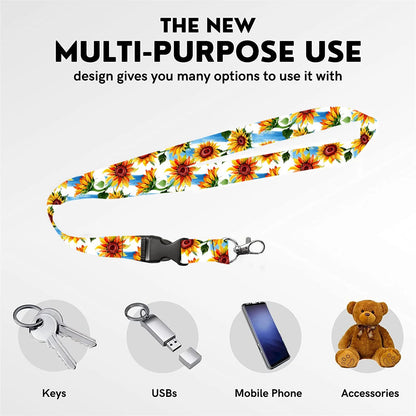 Floral badge holder with lanyard and Retractable Reel for ID Cards, Keys, and Phone