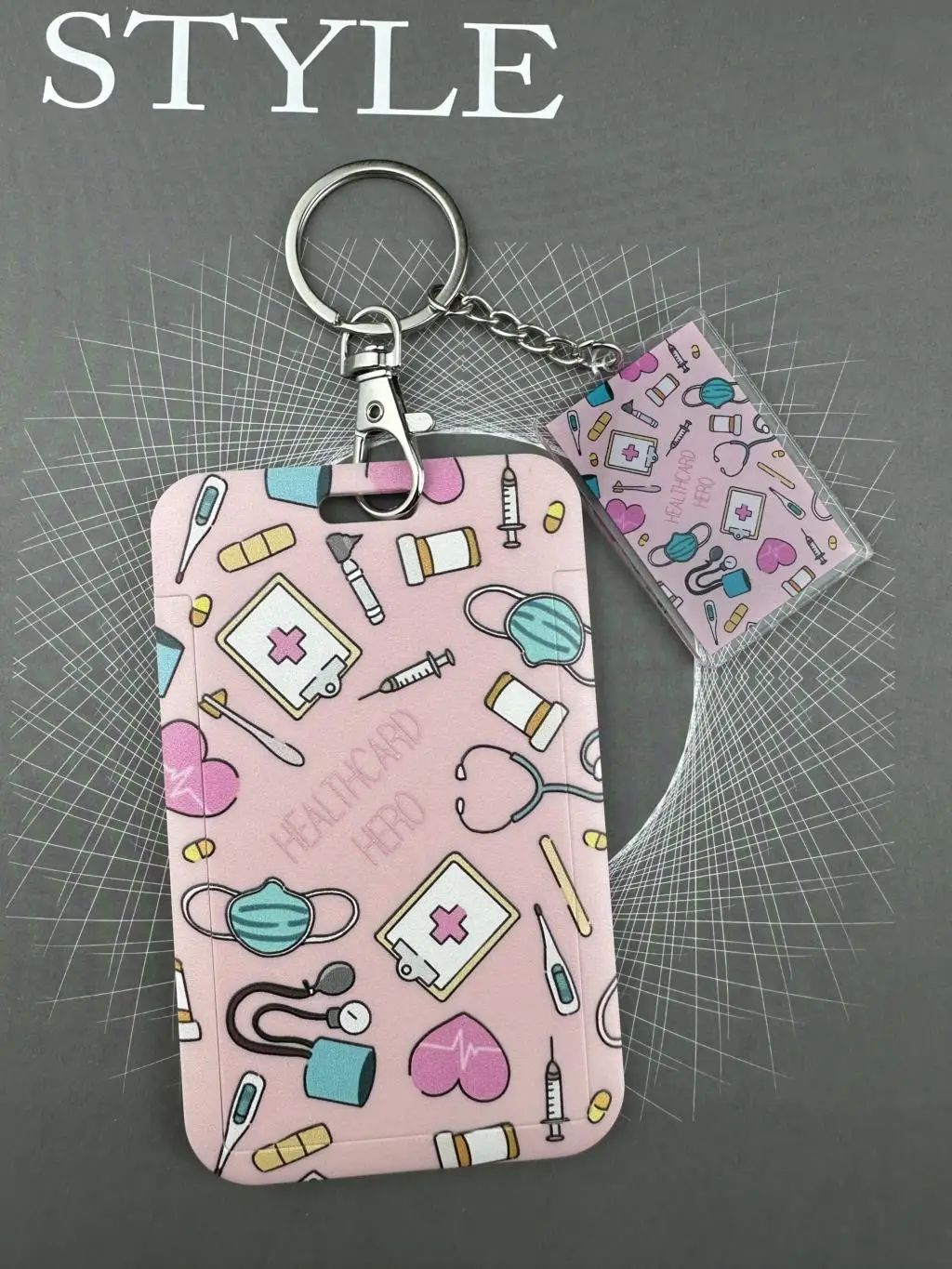 Pink Nurse Badge Holder Wallet with Lanyard for ID Cards, Bank Cards and Business Cards