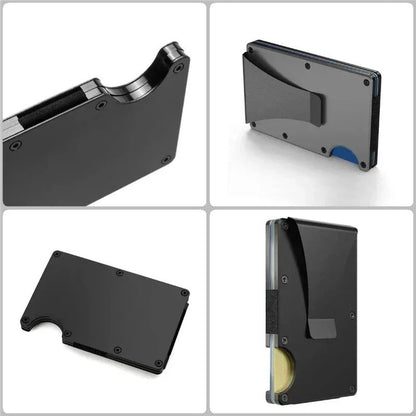 RFID Blocking Minimalist Metal Wallet with Money Clip Slim Front Pocket Card Holder