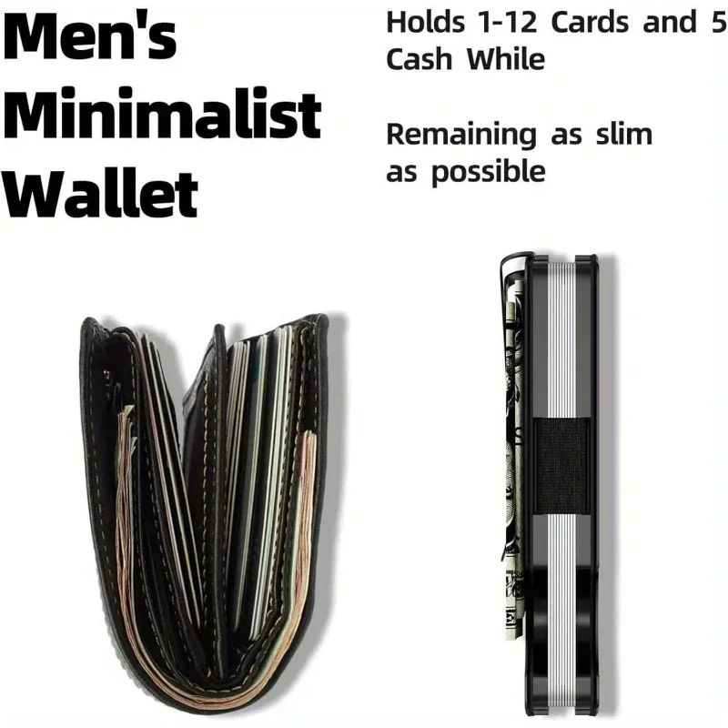RFID Blocking Minimalist Metal Wallet with Money Clip Slim Front Pocket Card Holder