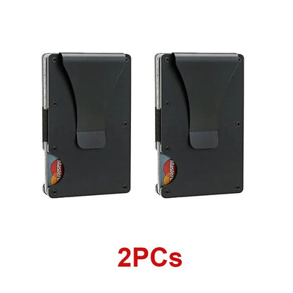 RFID Blocking Minimalist Metal Wallet with Money Clip Slim Front Pocket Card Holder