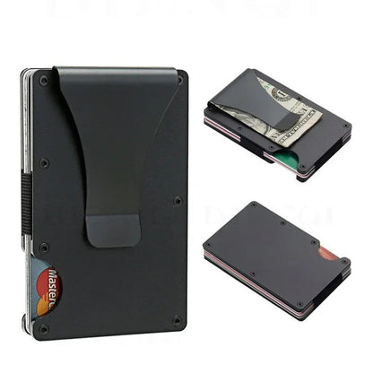 RFID Blocking Minimalist Metal Wallet with Money Clip Slim Front Pocket Card Holder