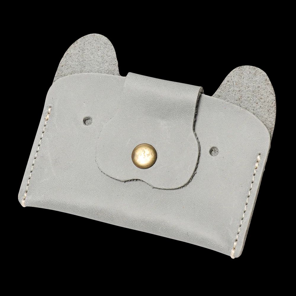 Top Grain Leather Puppy Wallet Card Holder for ID and Cash