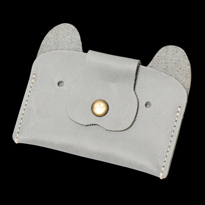 Top Grain Leather Puppy Wallet Card Holder for ID and Cash