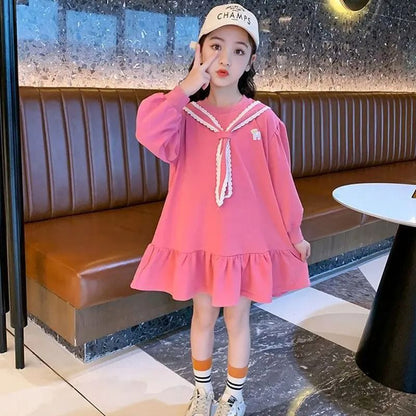 Girls Preppy Princess Dress Long Sleeve Stylish Dress for Kids