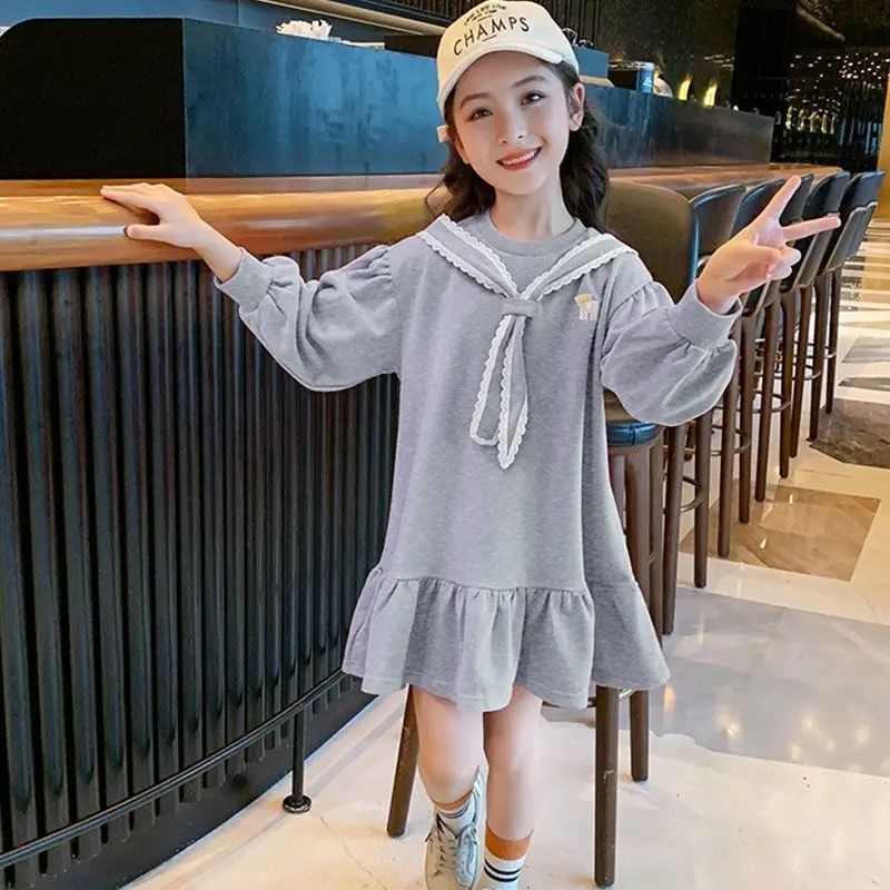 Girls Preppy Princess Dress Long Sleeve Stylish Dress for Kids