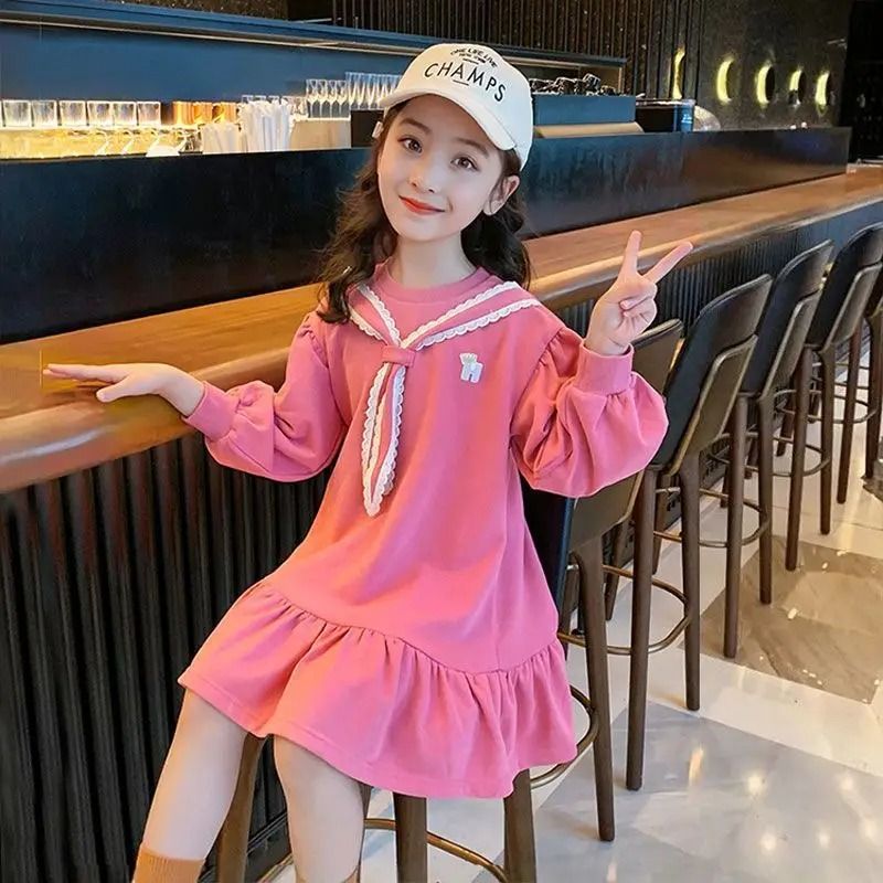 Girls Preppy Princess Dress Long Sleeve Stylish Dress for Kids
