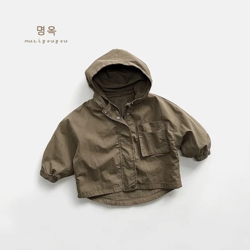 Kids Boys Hooded Windbreaker Jacket Lightweight Cotton Spring Autumn Coat