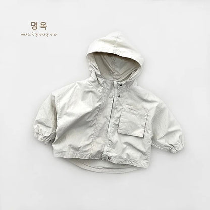 Kids Boys Hooded Windbreaker Jacket Lightweight Cotton Spring Autumn Coat