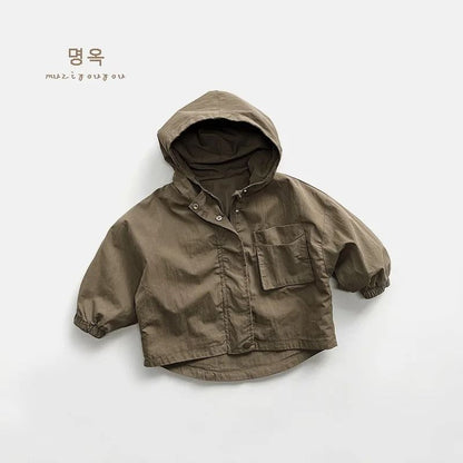 Kids Boys Hooded Windbreaker Jacket Lightweight Cotton Spring Autumn Coat